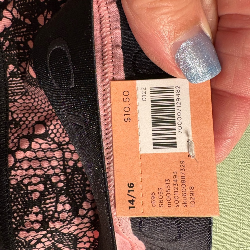 Cacique Pink and Black Cotton Thong 14/16…NEW - Picture 4 of 4